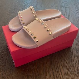 Valentino Rockstud Rubber Slider Sandal
